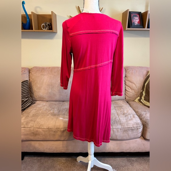 MOTO RETRO Reddish Pink Top Stiched Slit leg knit dress - Picture 5 of 6